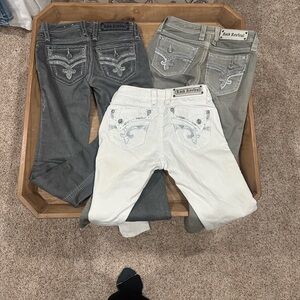 Rock Revival Women's Skinny Jeans - Gray, White, Tan